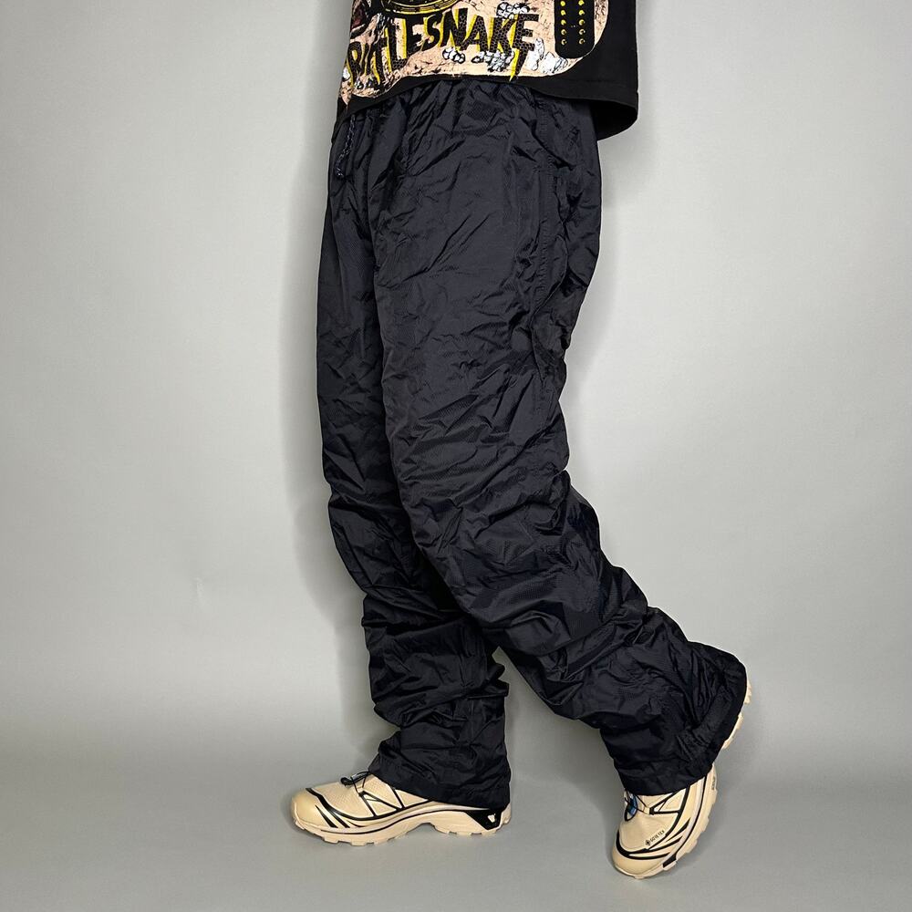 Vintage 90s Columbia Track Pants Mens XL Baggy Wide Leg Black Nylon Sweatpants